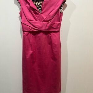 Donna Ricco Fuchsia Dress with Leopard Details